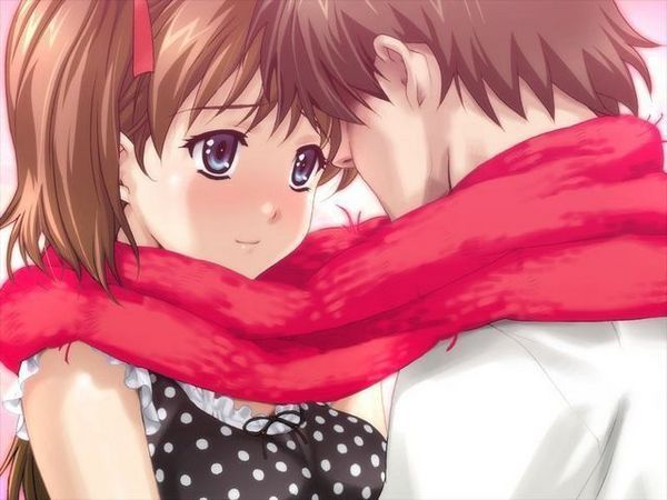 cute-anime-couple-valentine-valentines-kiss : Holidays