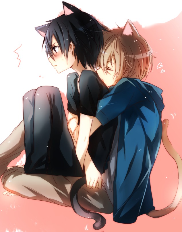 Cat boys snuggling is really cute
