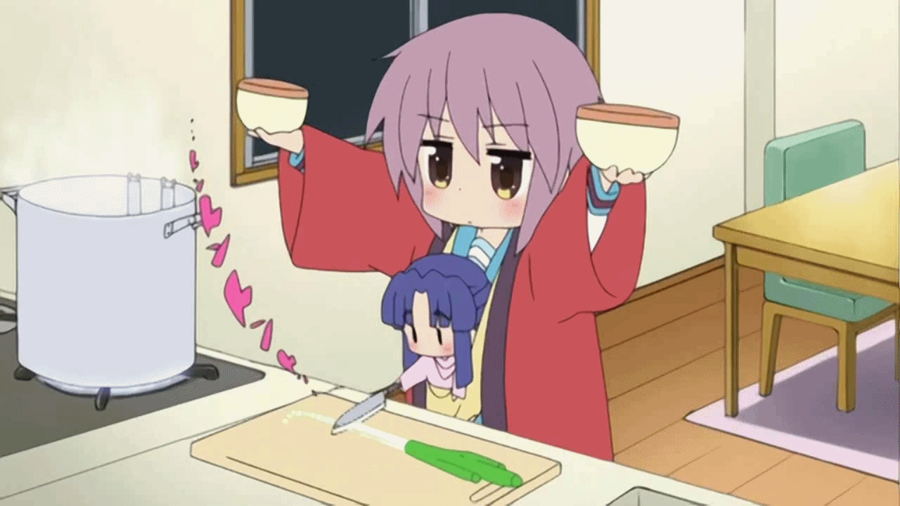 Funny anime food chopping