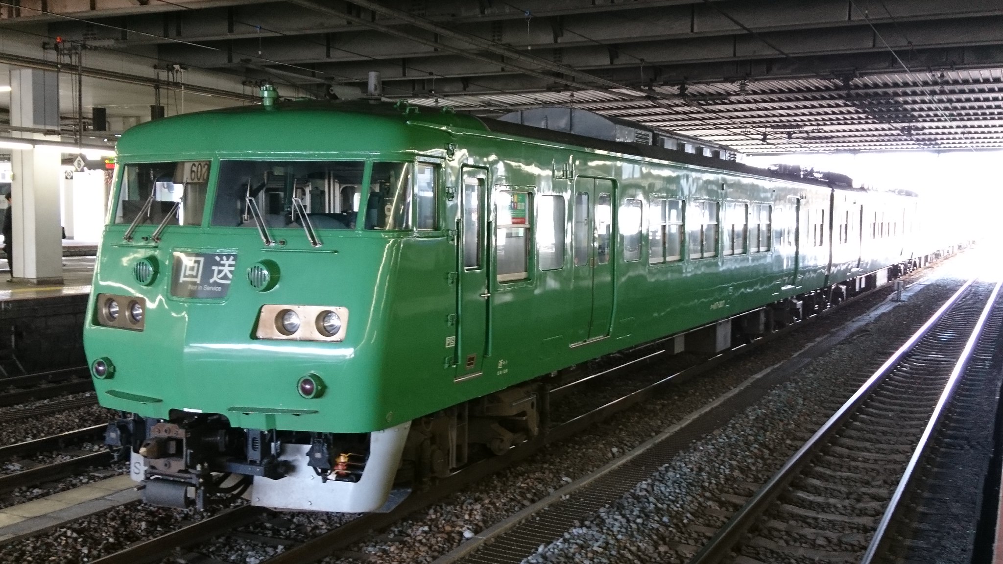 Green train in japan
