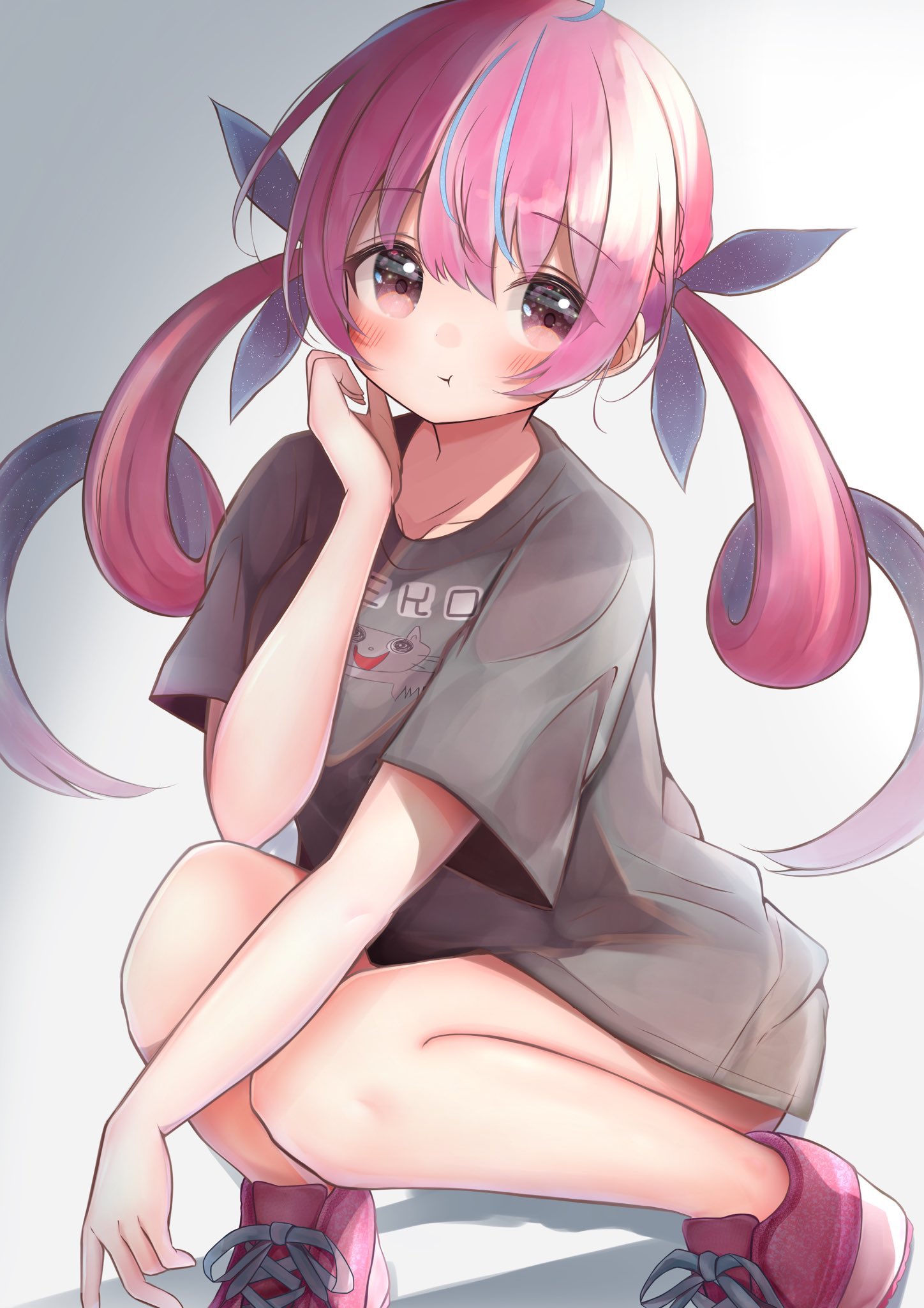 Pink hair anime girl pouting