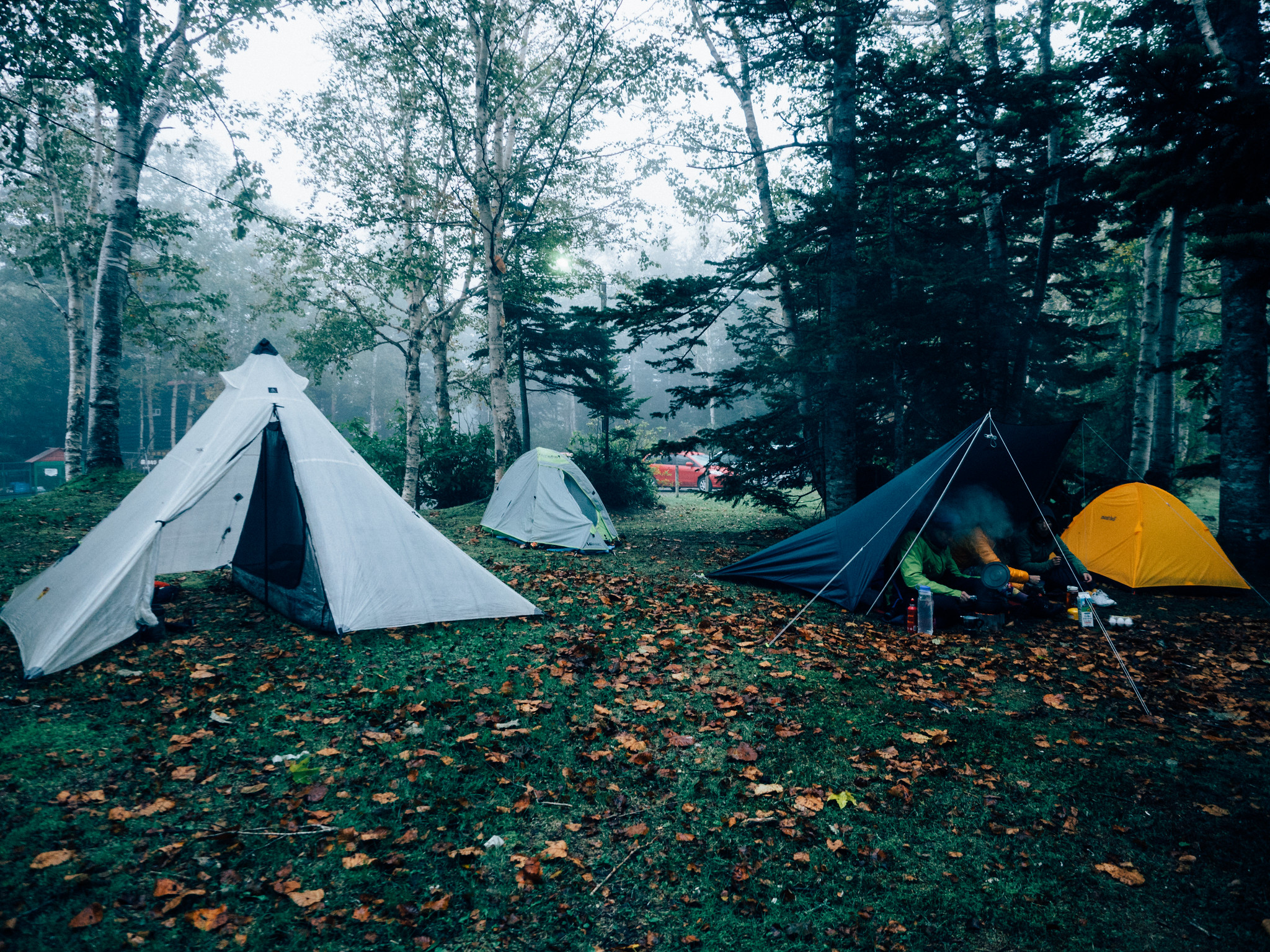 Campsite in Shirogane, Hokkaido Japan
